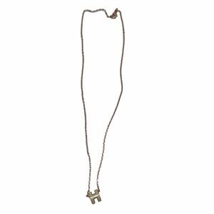 Hermes enamel "H" in grey- rose gold chain